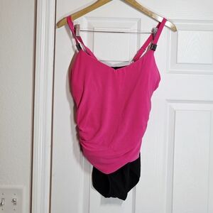 Aqua green One Piece‎ Pink Black Swimsuit Size Large
